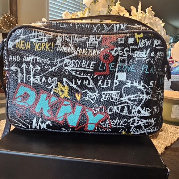 DKNY Black and Red Graffiti Belt Bag - Picture 1 of 5